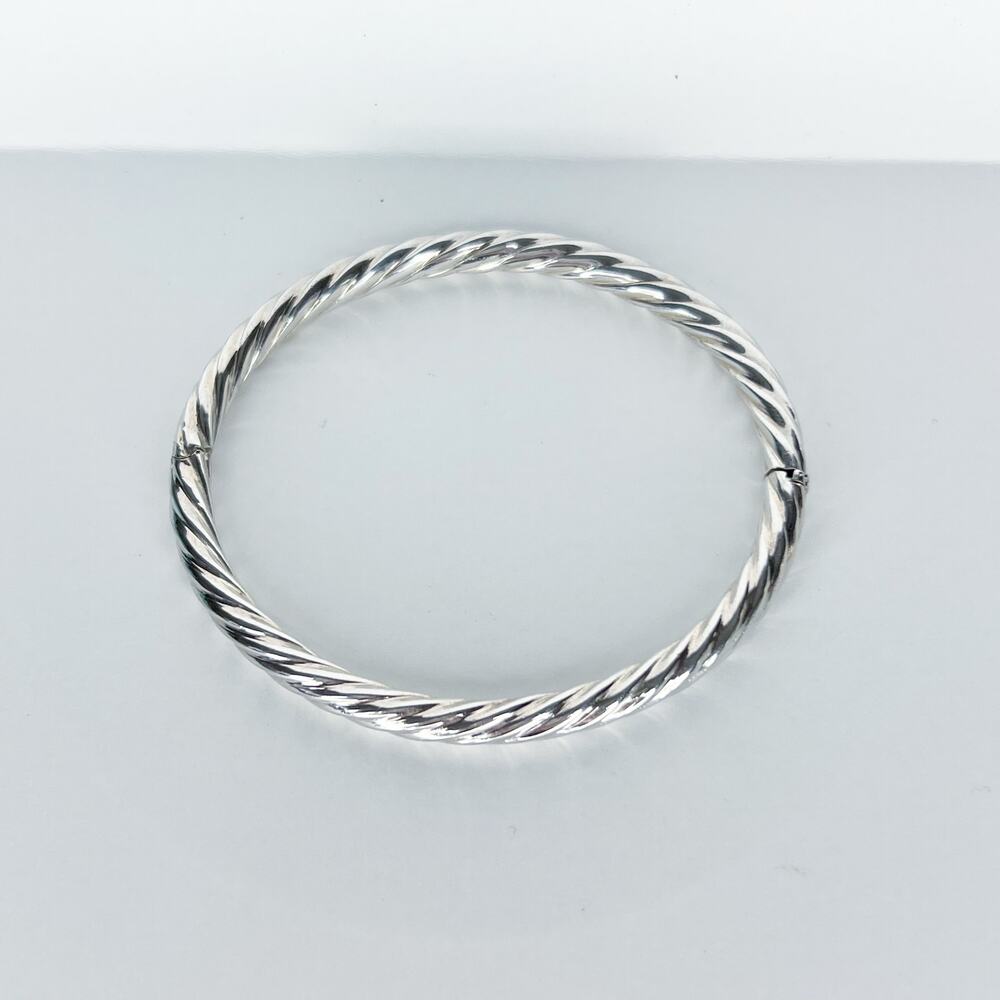 925 Sterling silver twisted hinged bangle bracelet - Picture 4 of 6